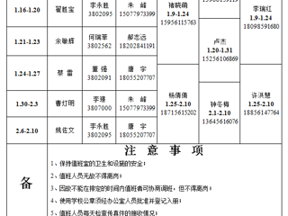 437ccm必赢国际官方网站（相山校区）学校办公室 2023年寒假值班表